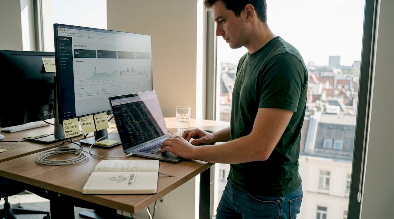 Worker deploying automated trading bots for DEX