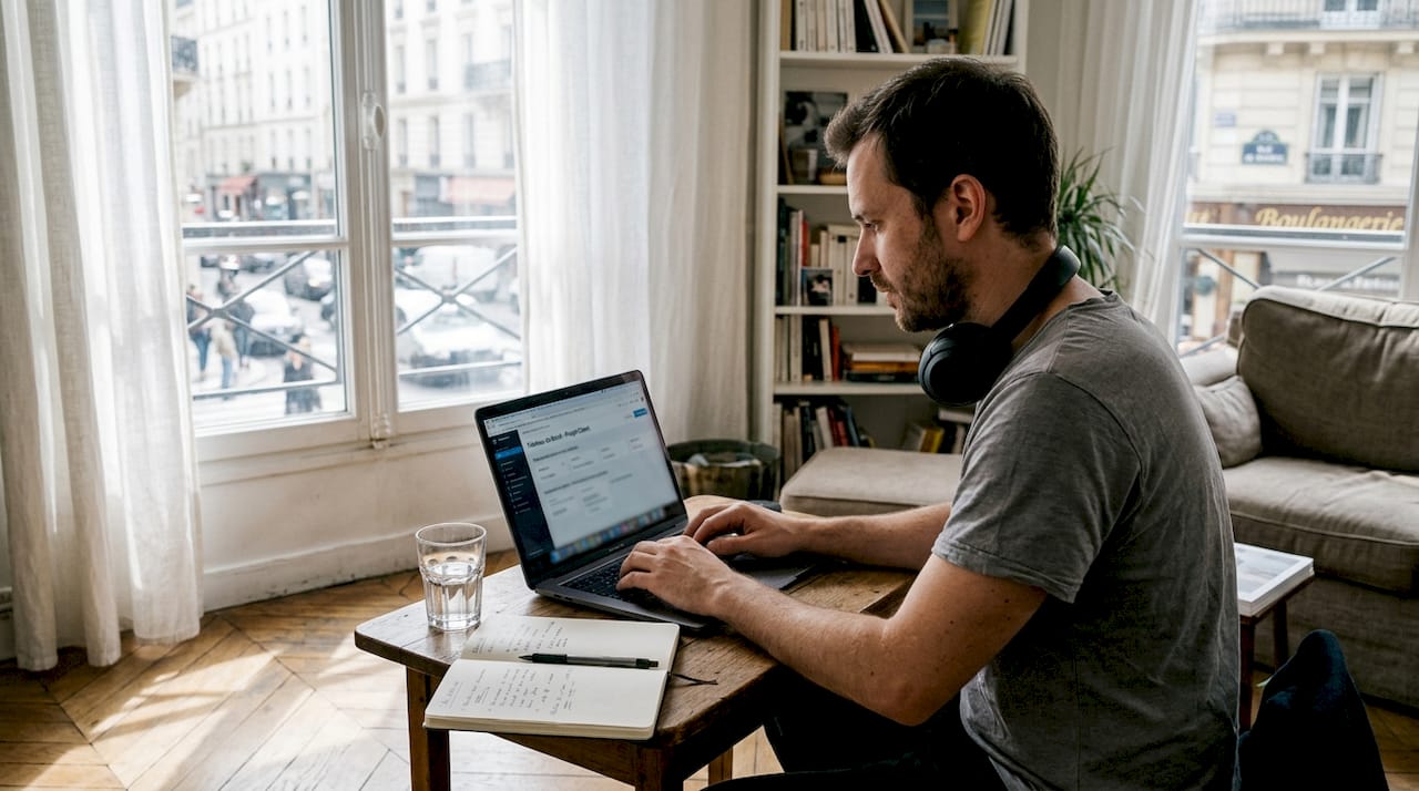 Un homme en train de superviser en temps réel le fonctionnement de robots de trading sur une plateforme DEX.