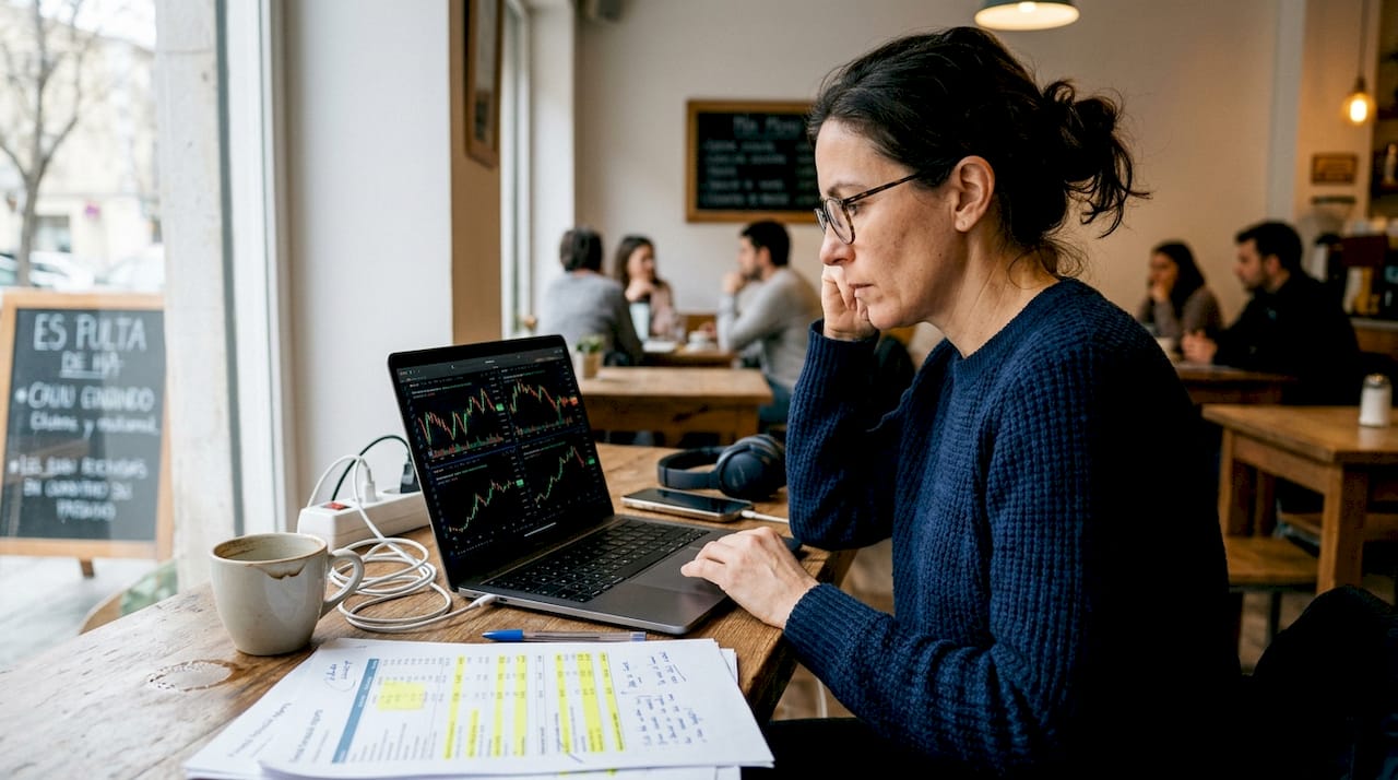 Inversor analizando y comparando precios entre dos plataformas de intercambio.