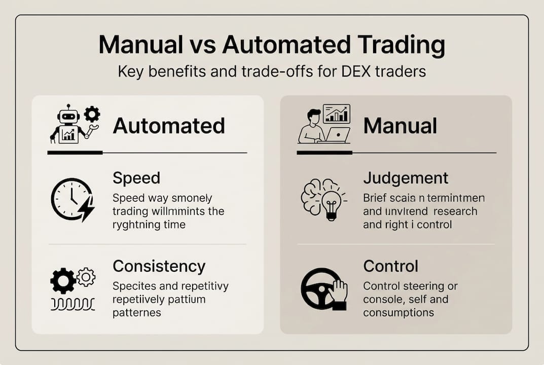 Infographic comparing manual versus automated trading