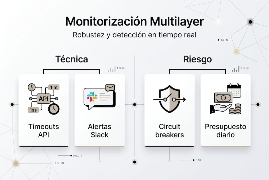 Infografía sobre los niveles de monitorización y los principales riesgos asociados