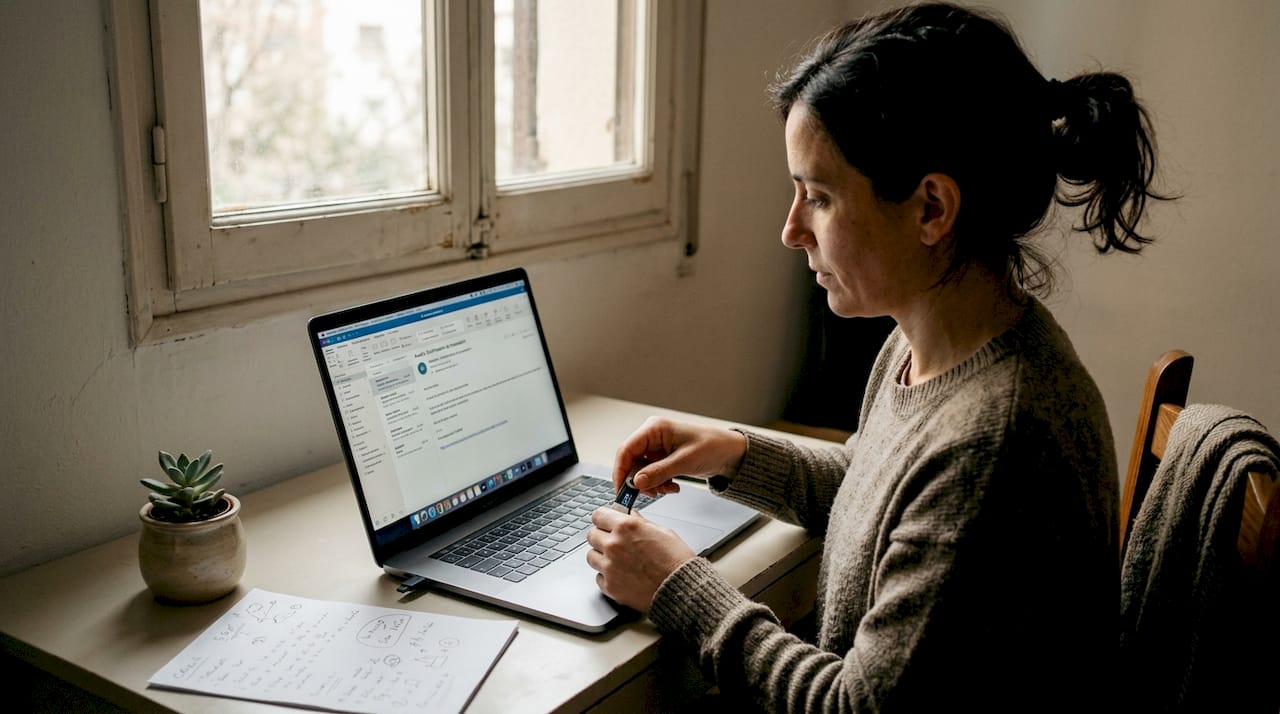 Mujer manejando seguridad de fondos trading