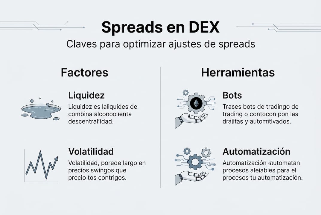 Infografía con consejos prácticos para mejorar los spreads en exchanges descentralizados