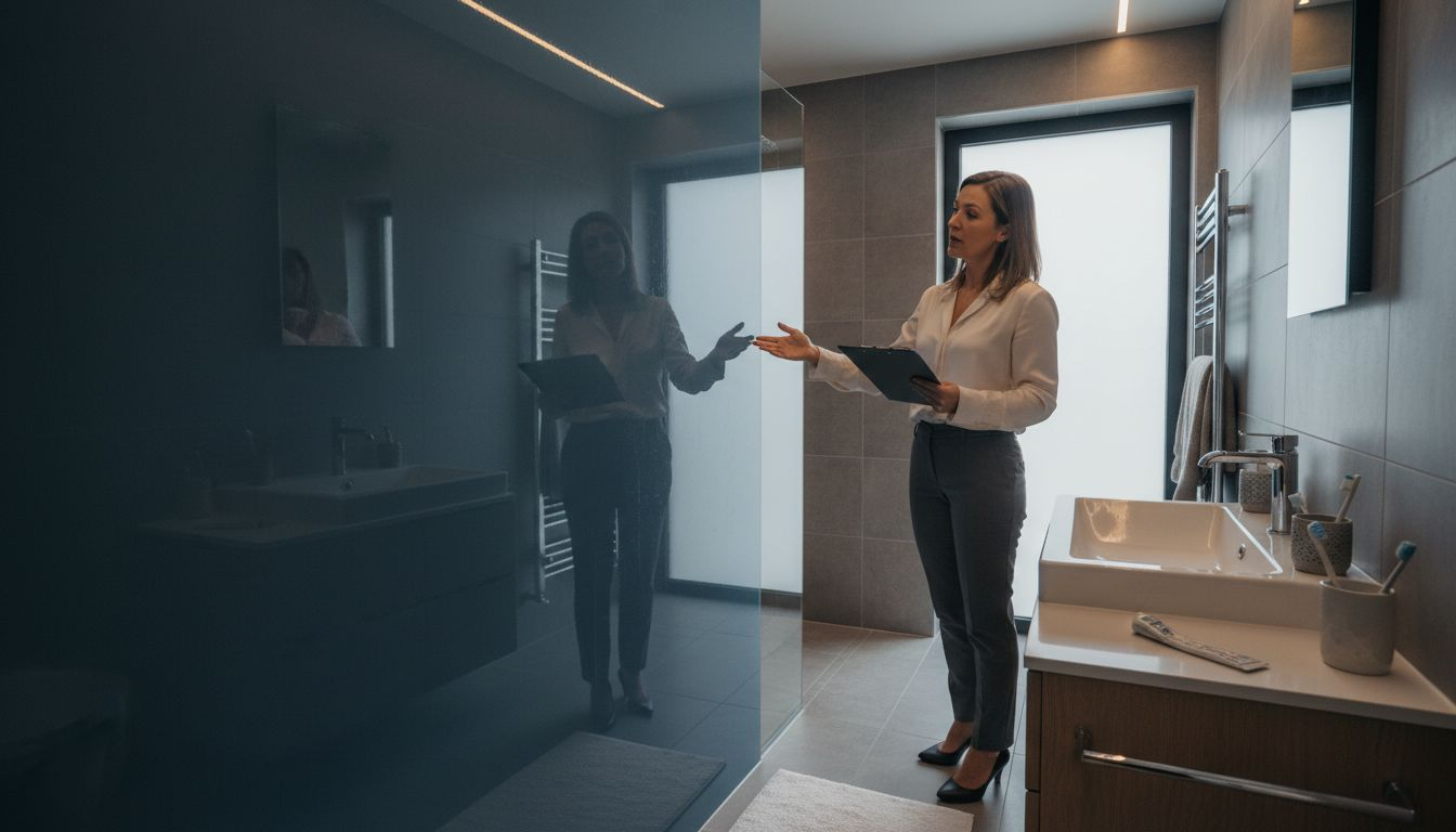 Designer with acrylic bathroom wall panel