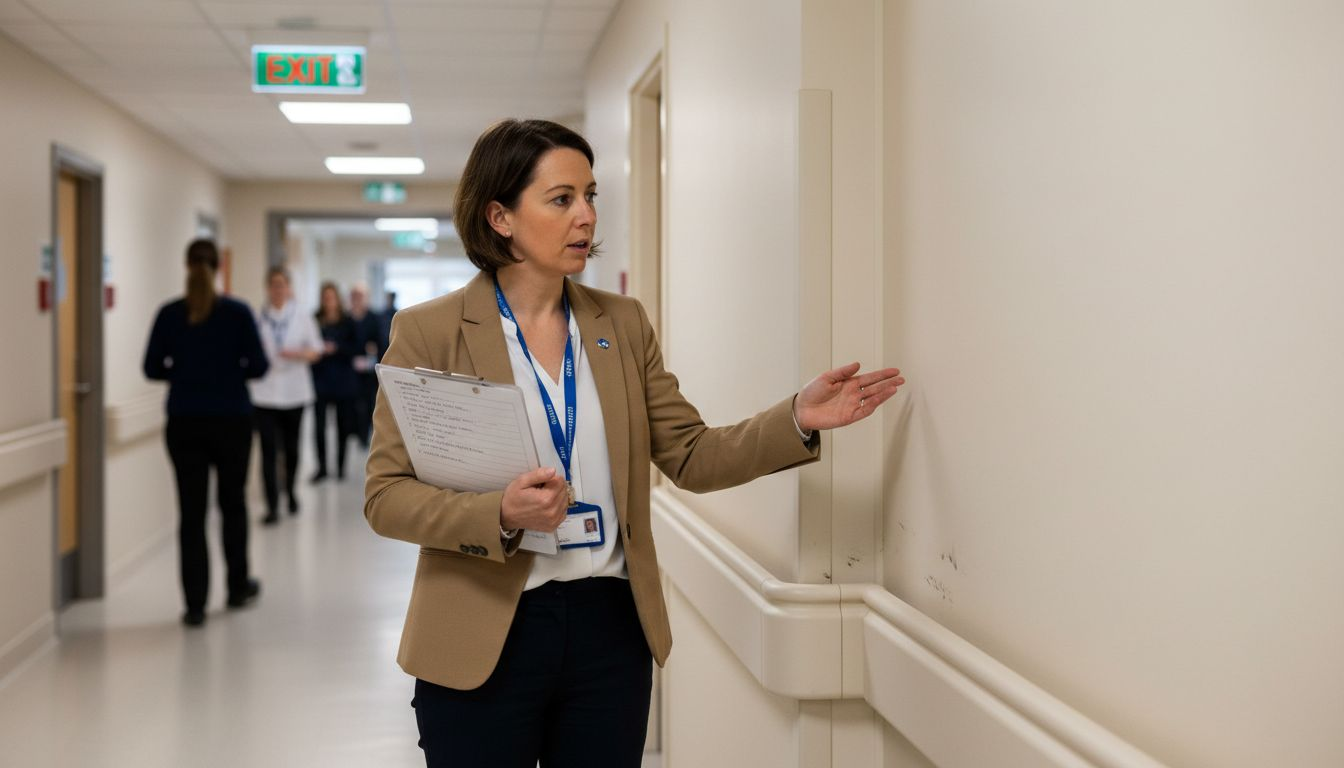 Manager inspecting PVC wall cladding installation