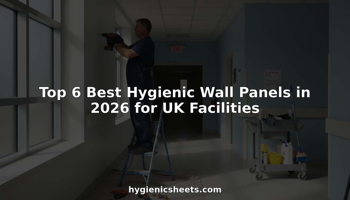Worker installing hygienic wall panel in UK hospital