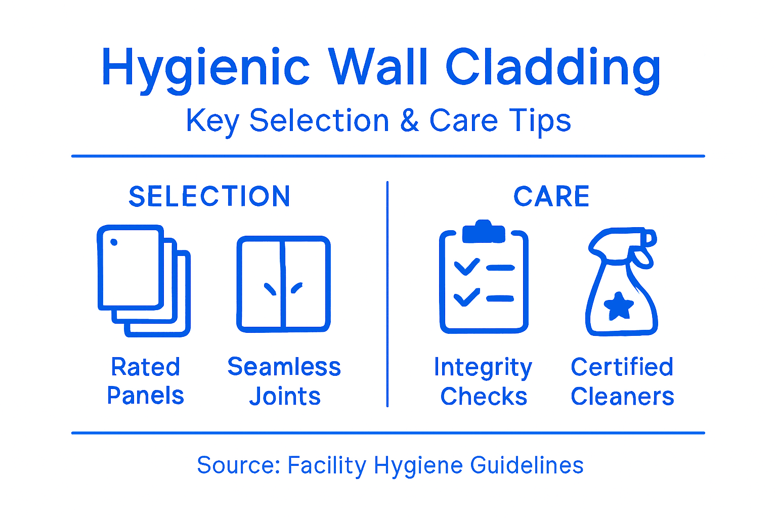 Infographic with wall cladding hygiene tips and care