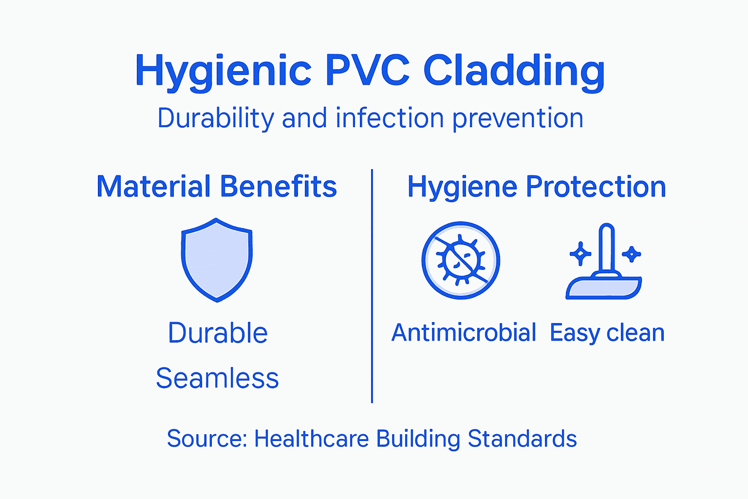 Infographic summarizing hygienic PVC cladding benefits