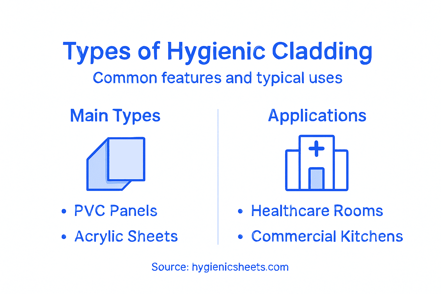 Infographic comparing cladding types and uses