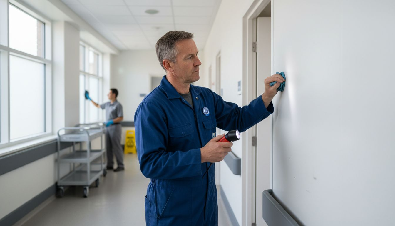 Hospital staff inspects seamless PVC panels