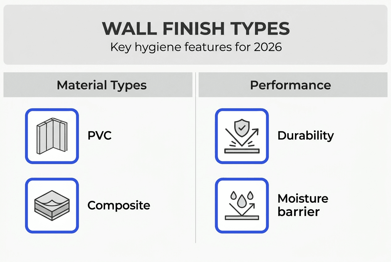 Infographic of hygienic wall finish types