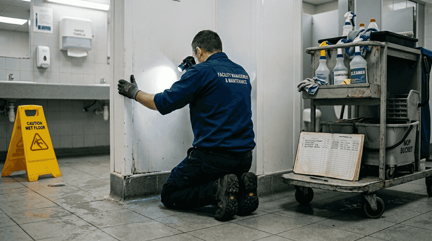 Maintenance staff inspecting PVC cladding for hygiene