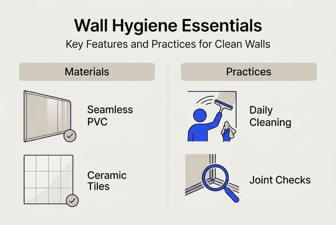 Infographic on hygienic wall materials and practices