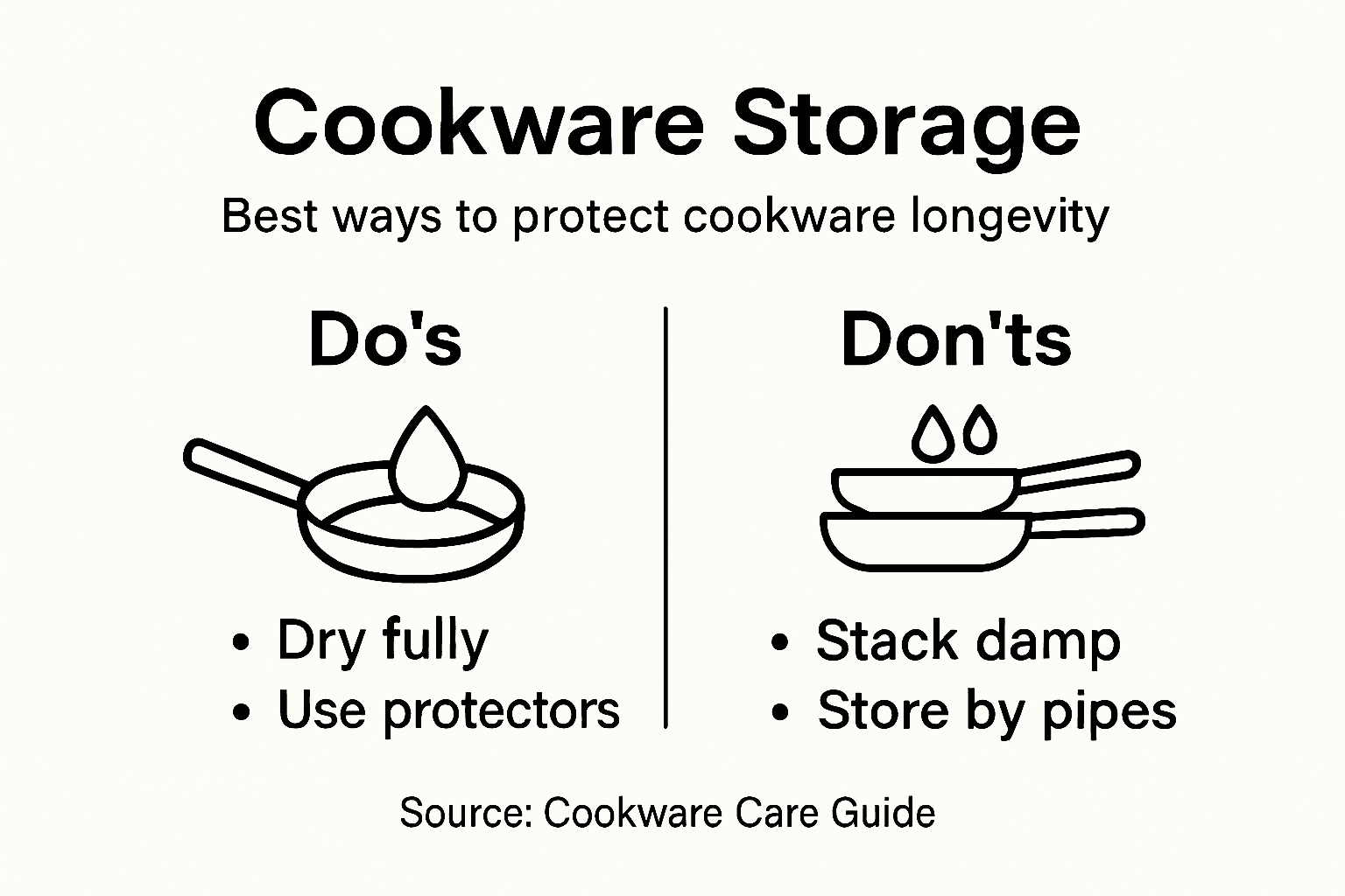 Infographic on cookware storage best practices