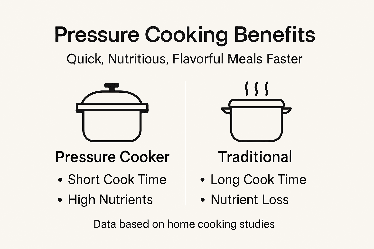 Infographic comparing pressure cooker advantages to traditional