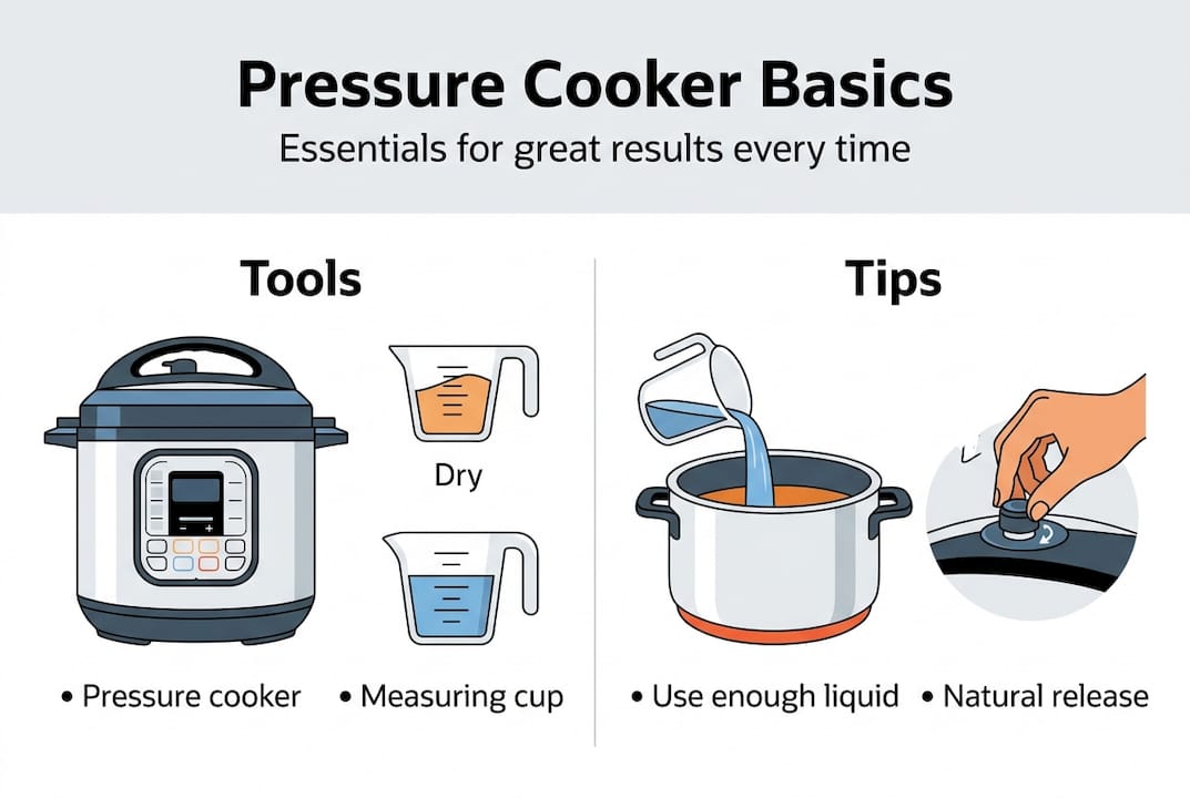 Infographic outlines essential pressure cooker tools and tips