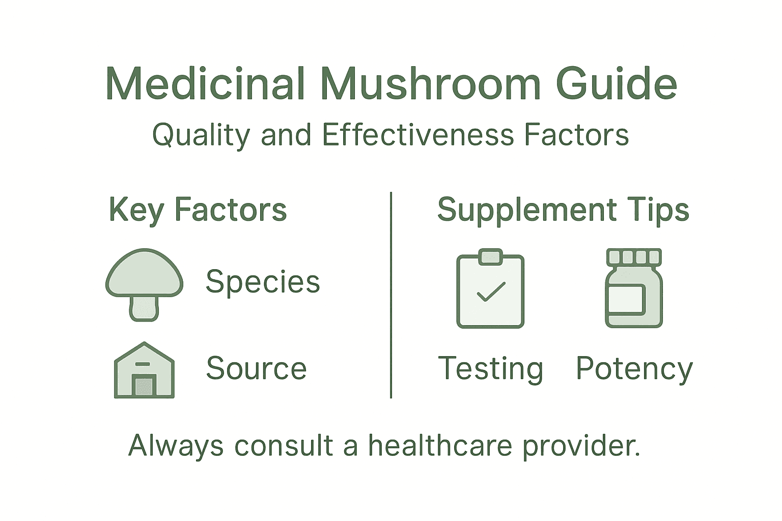 Infographic on quality factors for mushroom supplements