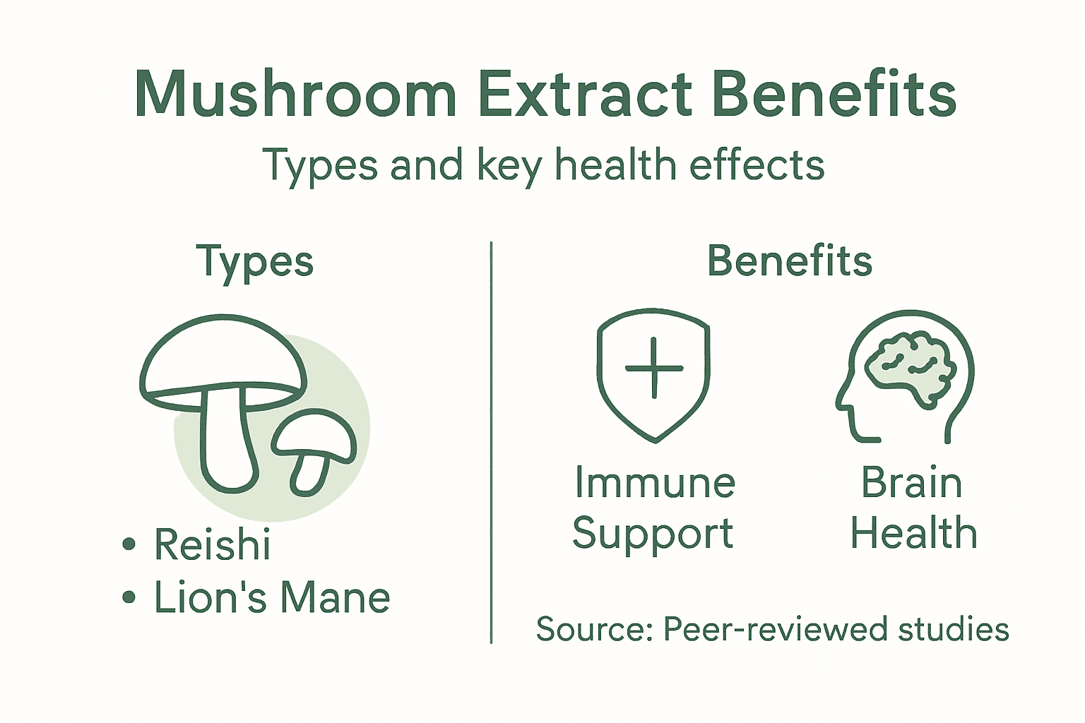 Infographic showing mushroom extract benefits