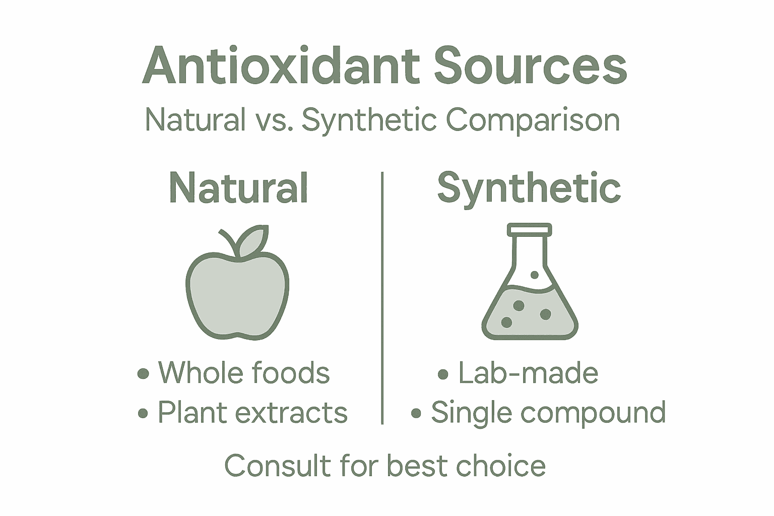 Infographic comparing natural synthetic antioxidants