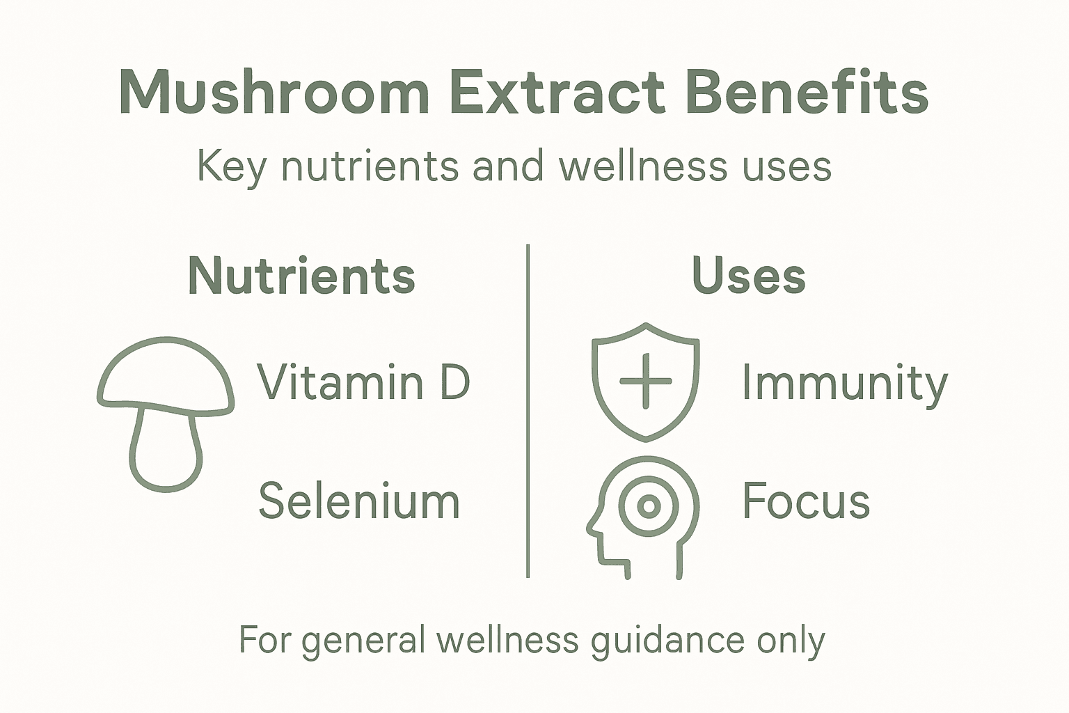 Infographic showing mushroom extract nutrients and benefits