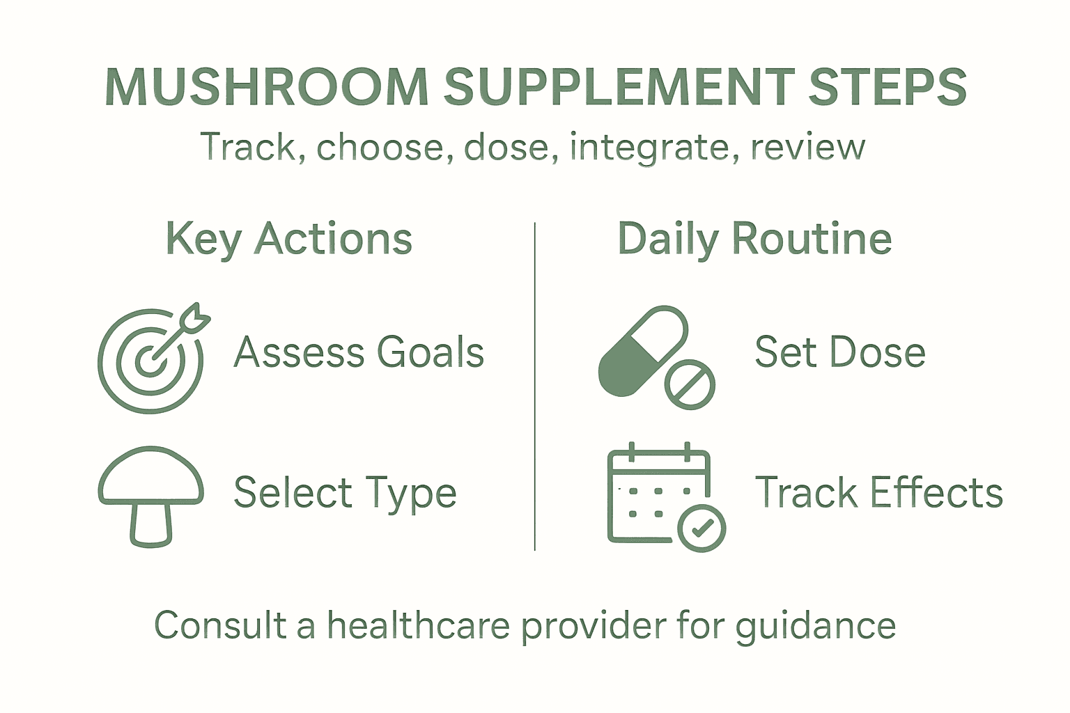 Infographic guiding mushroom supplement steps
