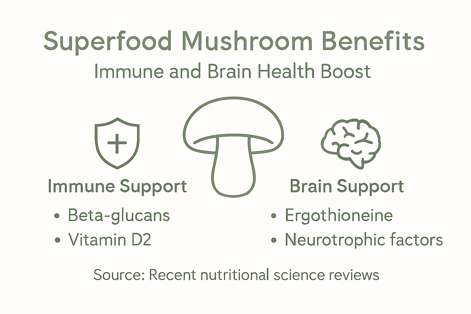 Infographic highlighting mushrooms’ immune and brain benefits