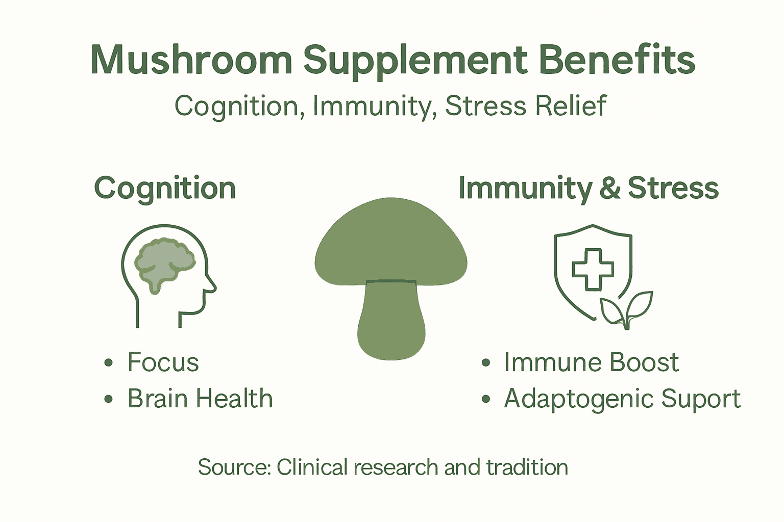 Infographic of mushroom supplement wellness benefits