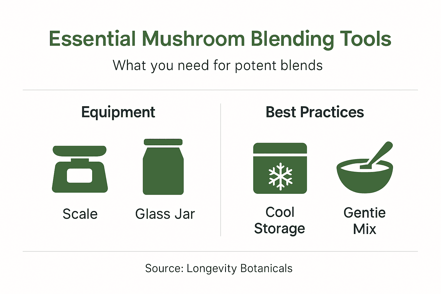 Infographic overview of mushroom blending tools and tips