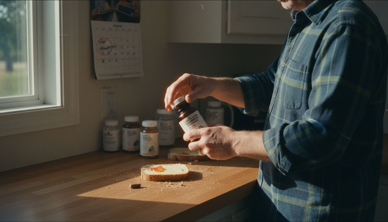 Man taking Lion’s Mane mushroom supplement