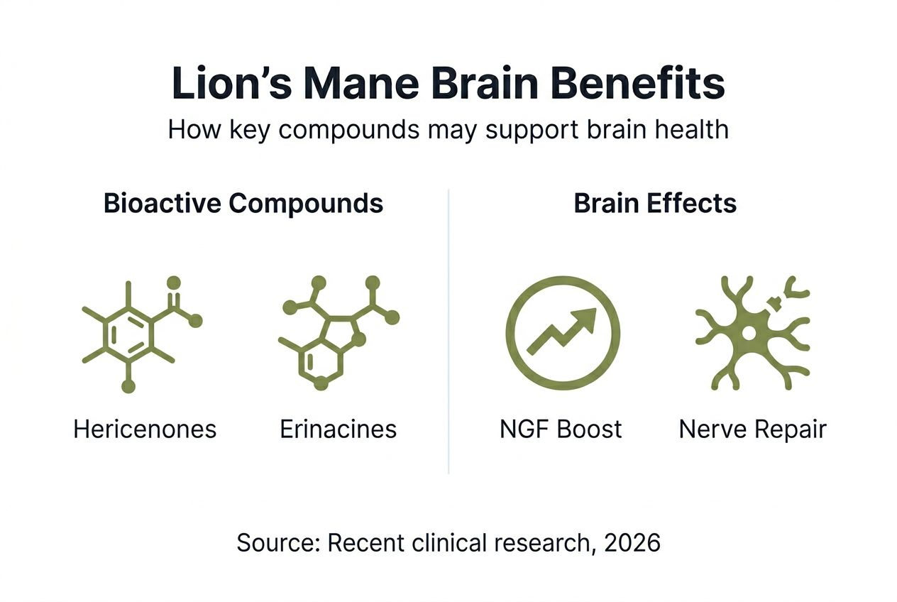 Infographic on lion's mane brain mechanisms