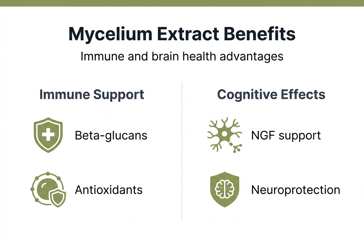 Infographic showing mycelium extract benefits