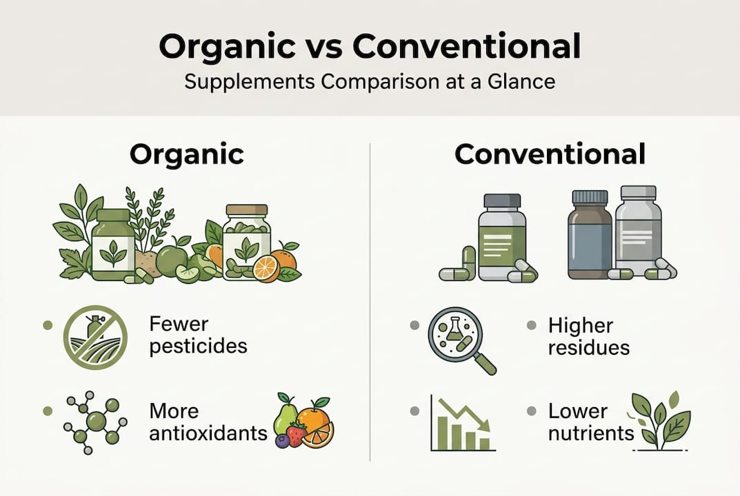 Infographic compares organic and conventional supplements