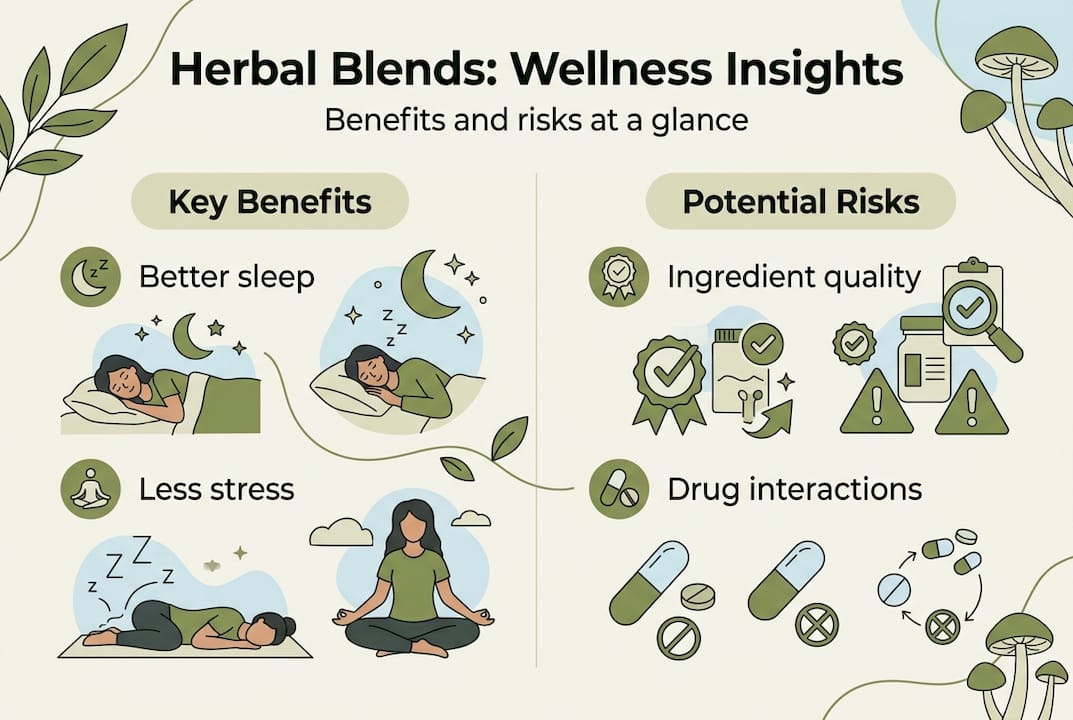 Infographic on herbal blend benefits and risks