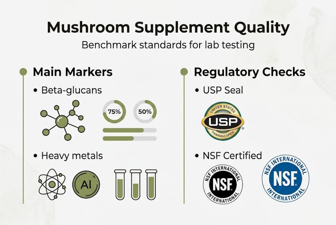 Infographic benchmarks for mushroom supplement quality