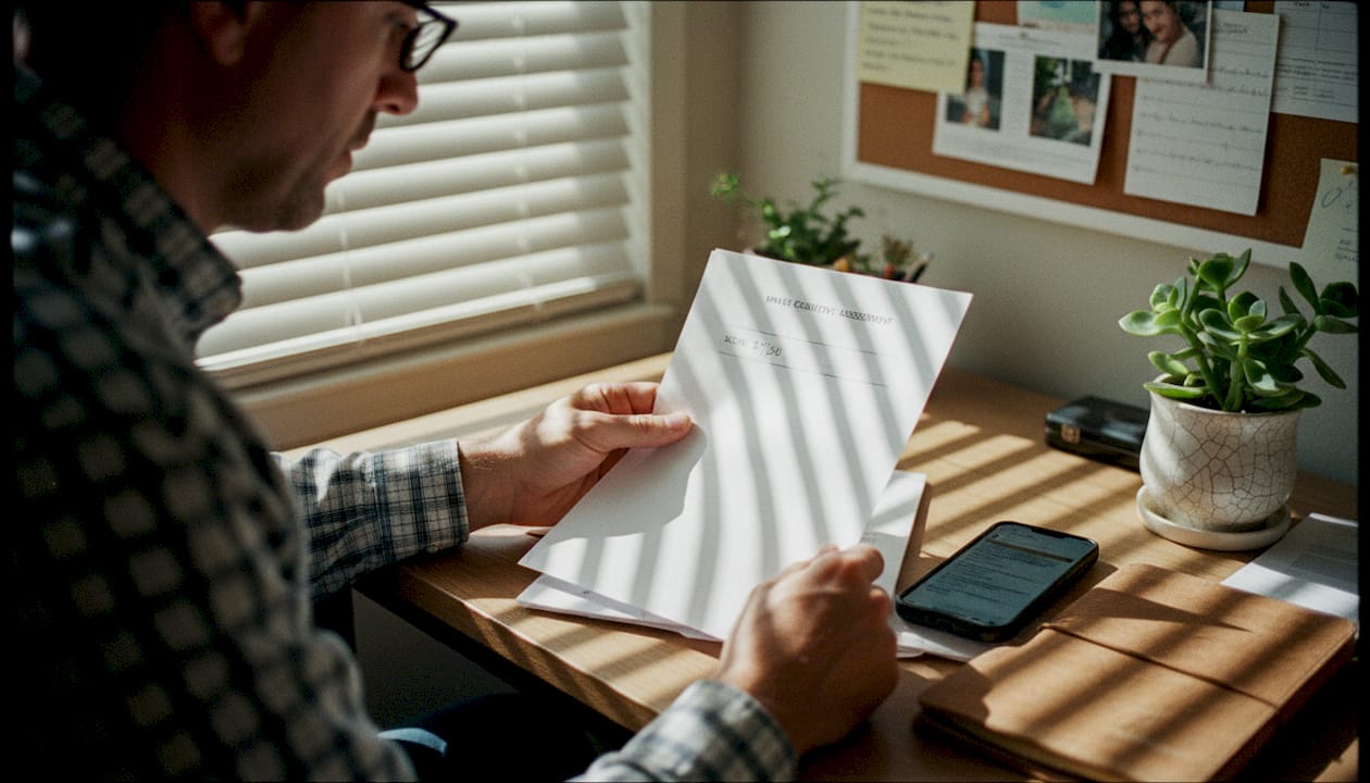 Man reviewing printed cognitive test results