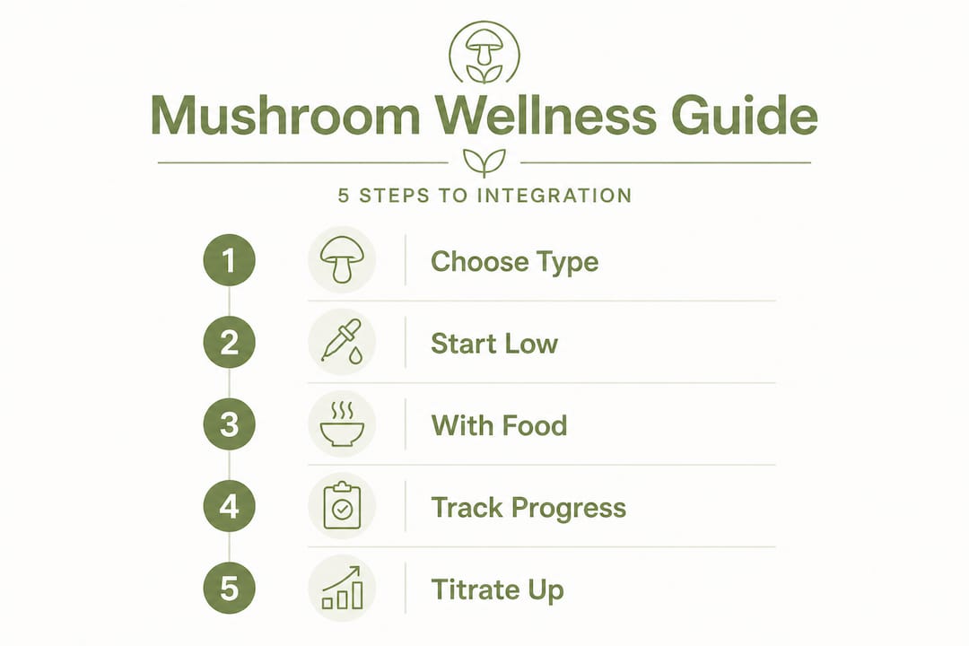 Infographic with step-by-step guide to mushroom wellness