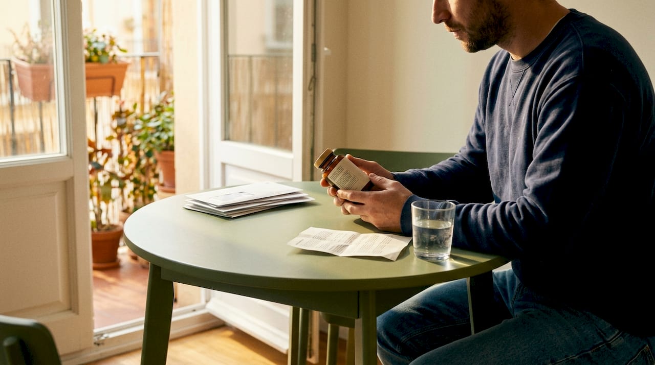 Man reviewing mushroom supplement safety info