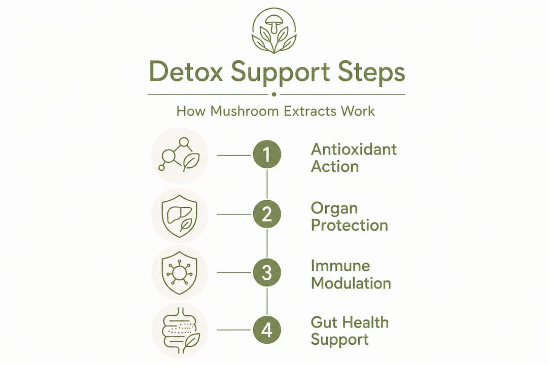 Infographic showing four mushroom extract detox steps