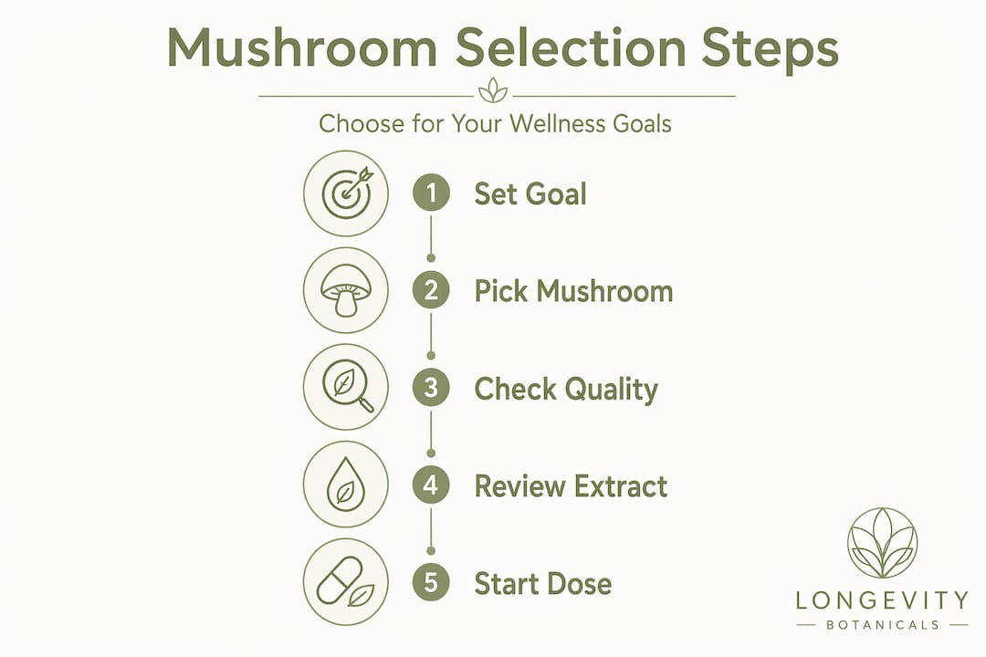 Infographic showing mushroom selection process