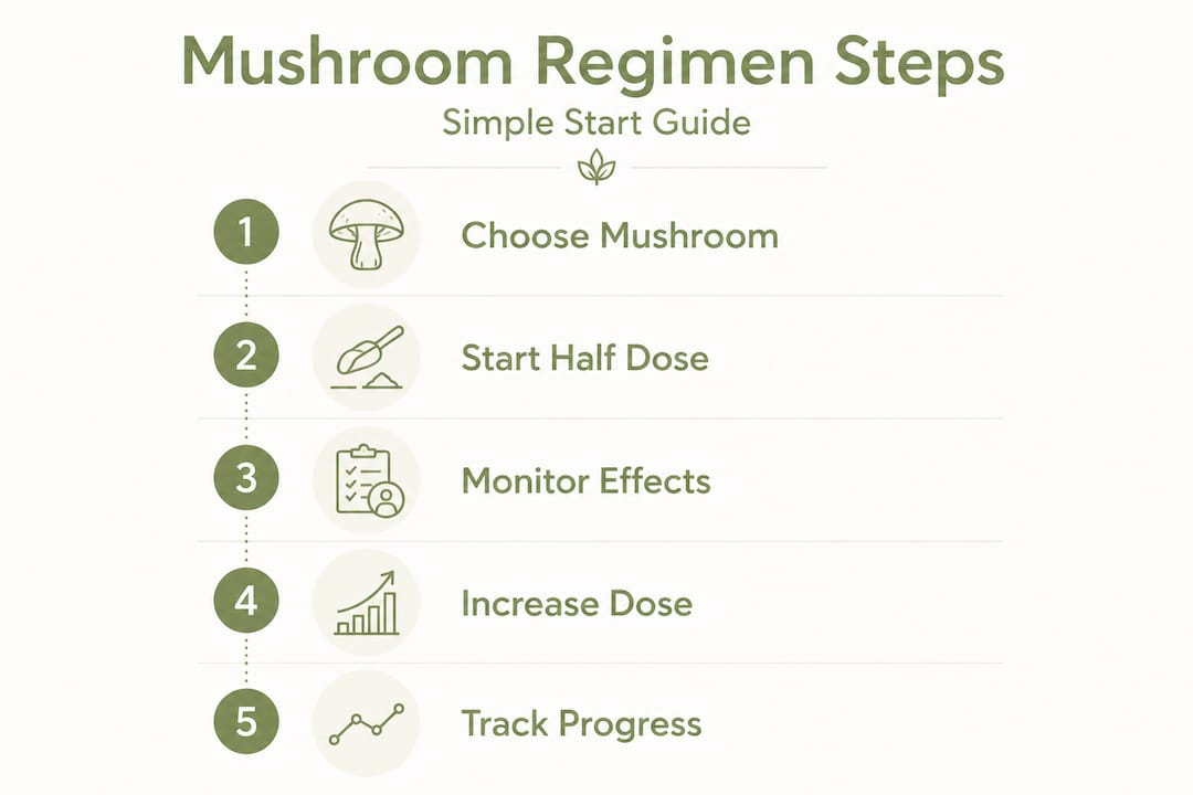 Infographic detailing steps for mushroom regimen