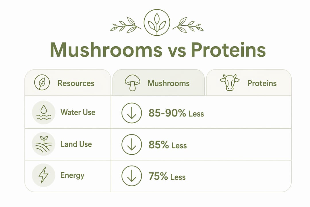 Infographic comparing mushrooms to other proteins