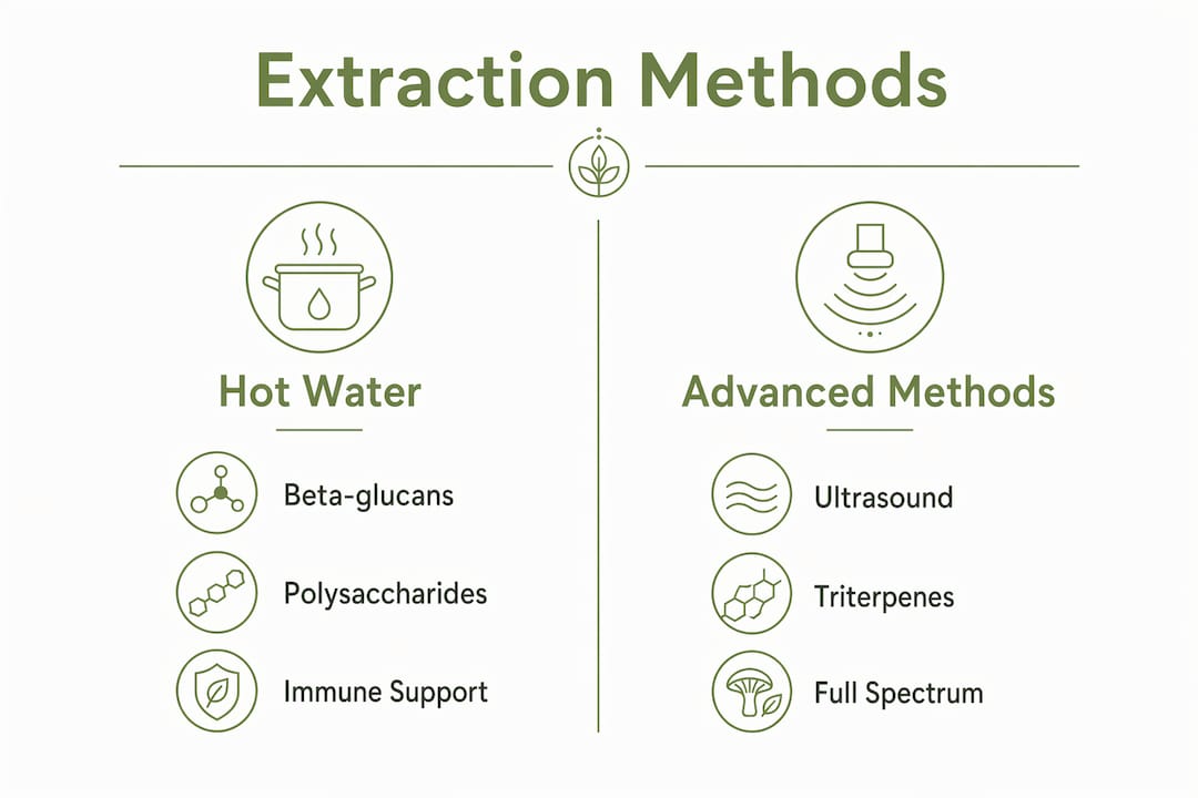 Infographic comparing mushroom extraction methods