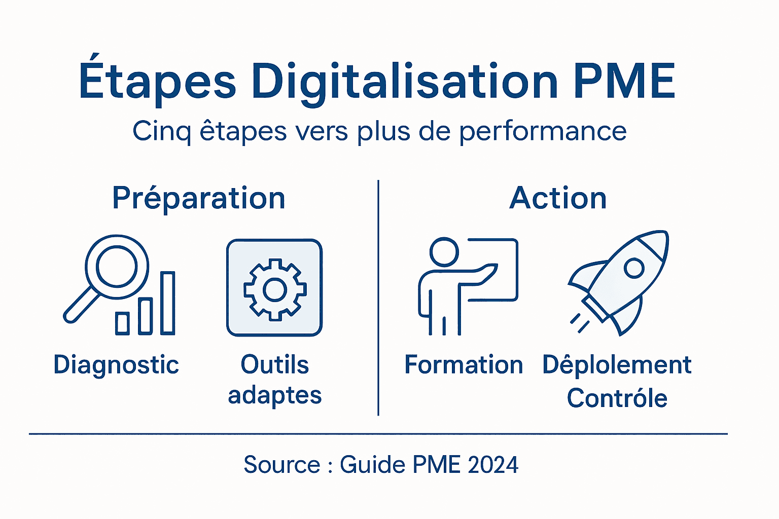 Infographie : les grandes étapes de la transformation digitale des PME