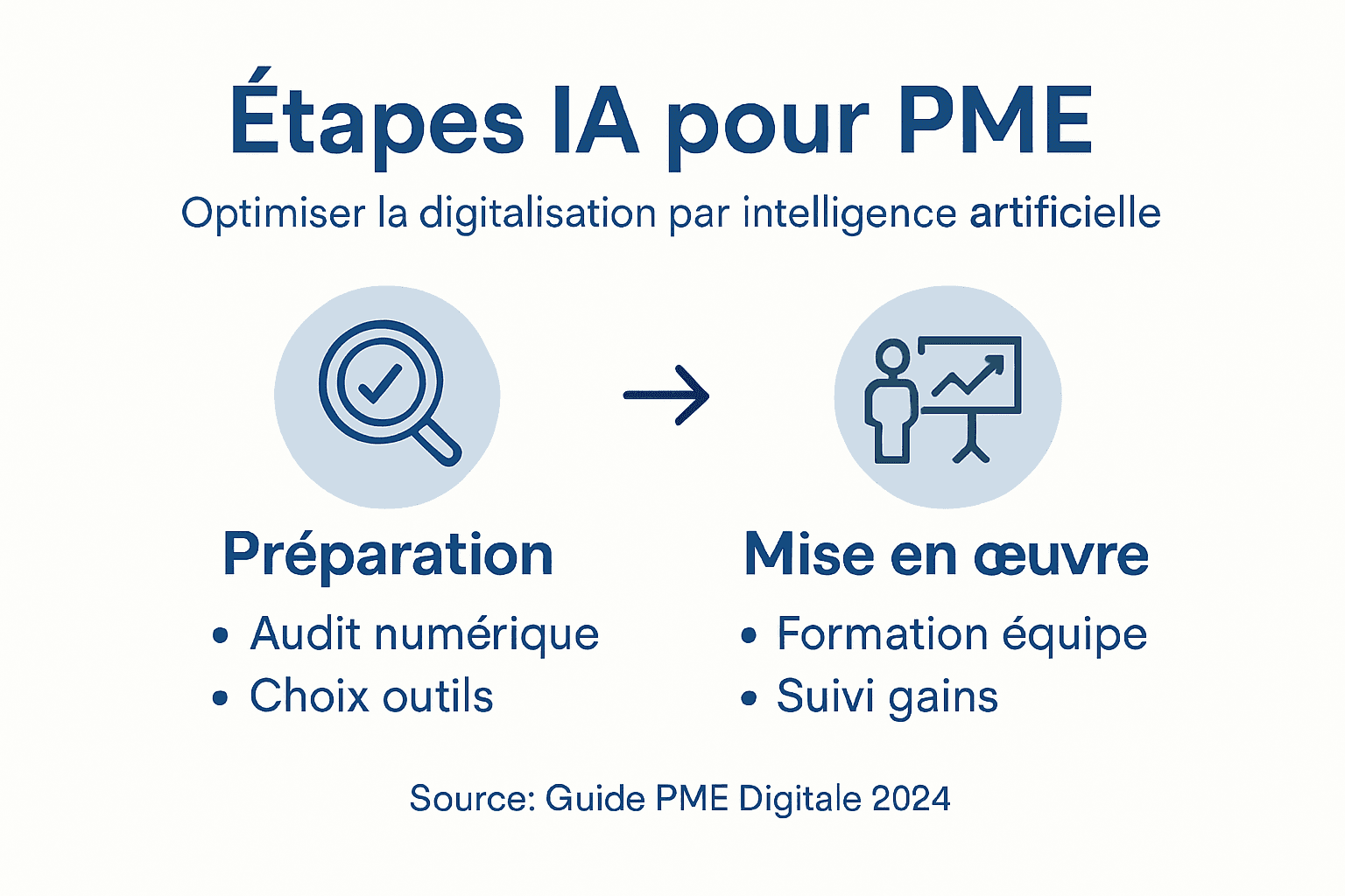 Infographie : les grandes étapes pour intégrer l’intelligence artificielle dans les PME