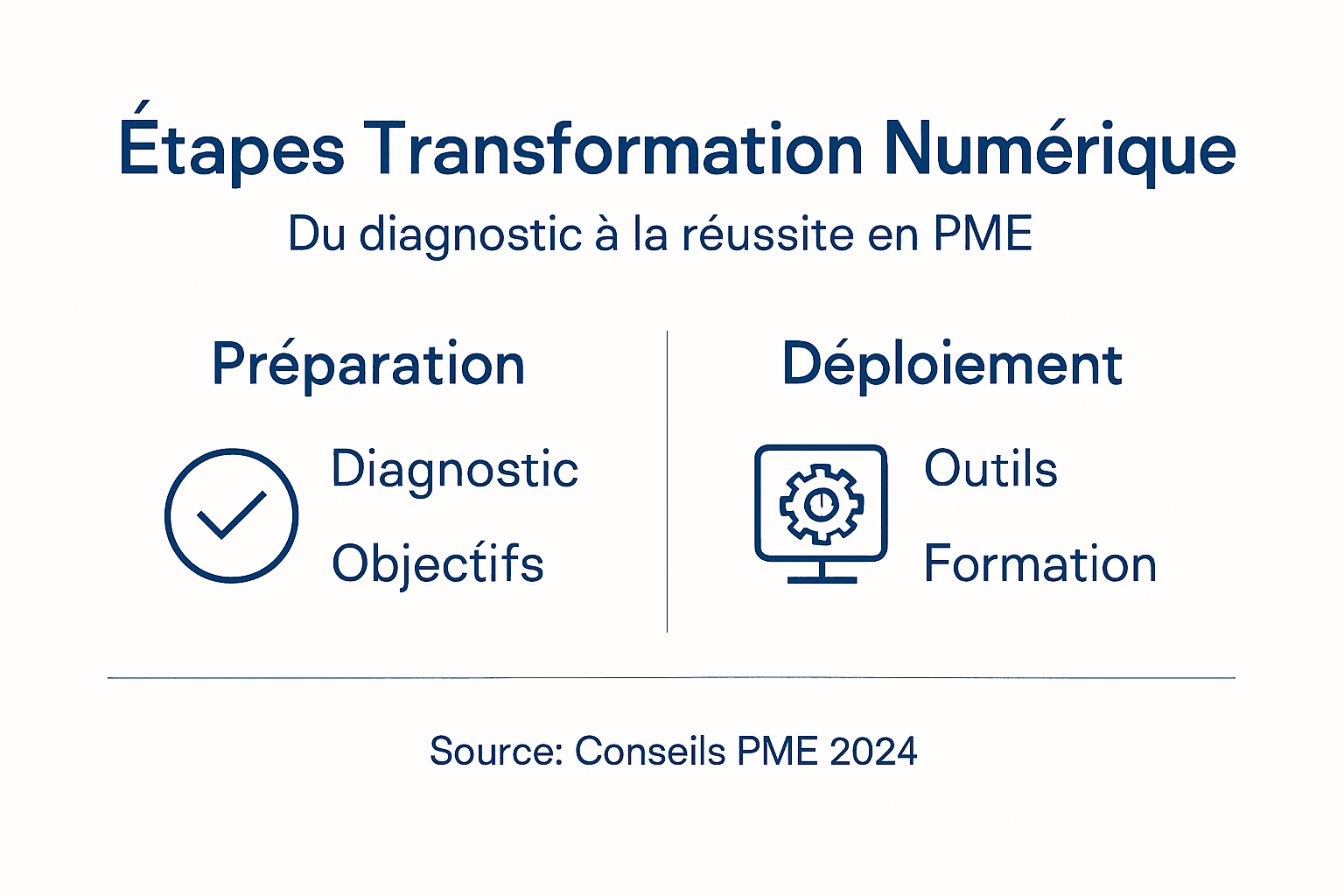 Gestion du changement numérique : réussir la transformation en PME 2 Schéma du parcours de transformation digitale pour les PME