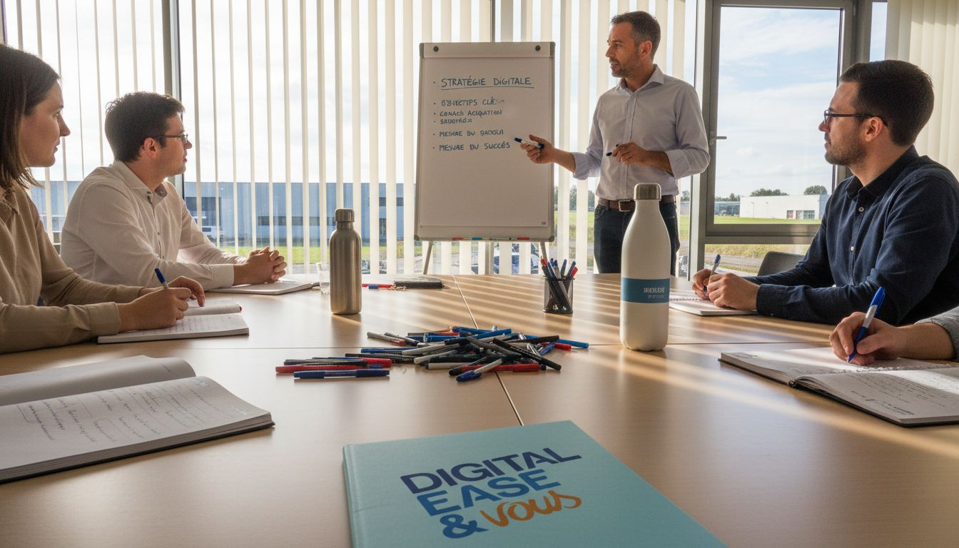Plan de formation outils digitaux pour PME : réussir l'intégration 1 Le responsable anime une session de formation sur les outils numériques.