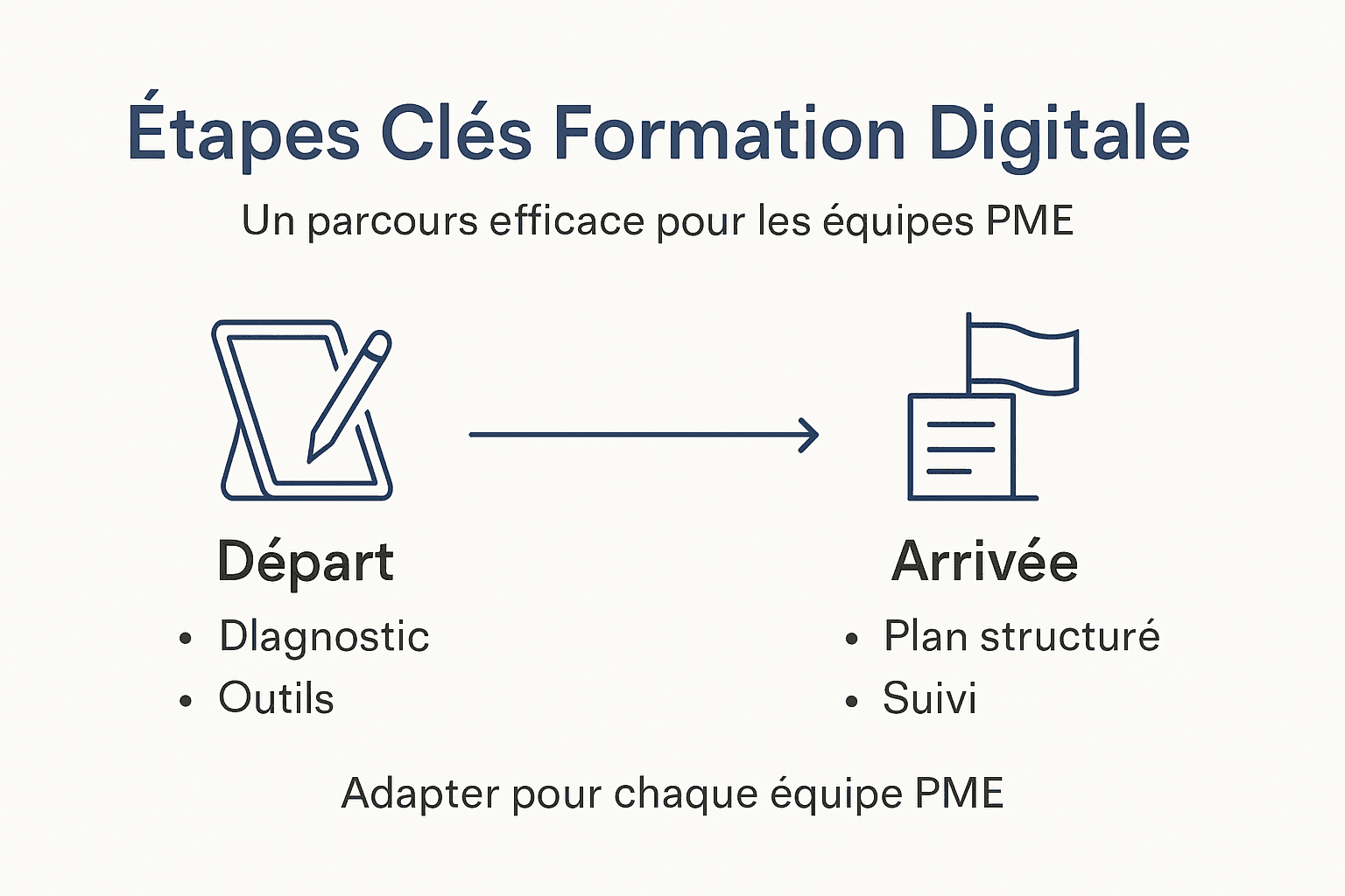Optimiser le processus formation digitale équipe PME efficace 1 Découvrez en image les étapes essentielles pour réussir la transformation digitale de votre PME.