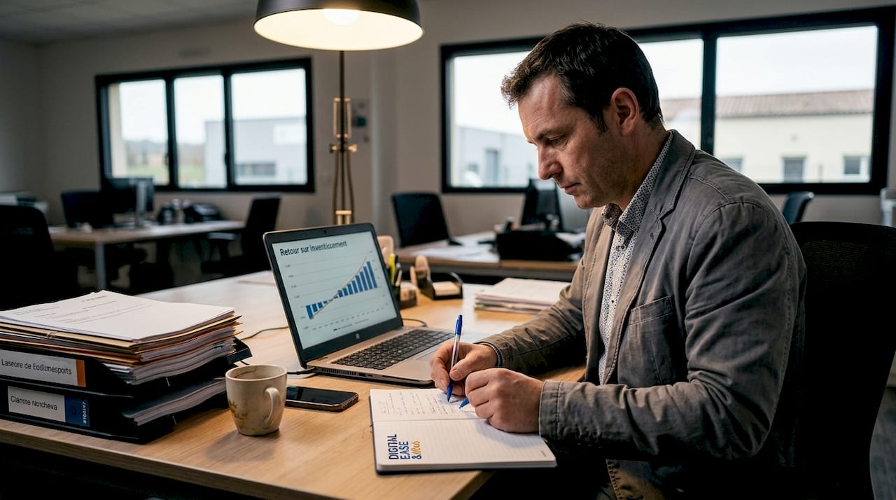 Un collaborateur examine le retour sur investissement du CRM sur son poste de travail.