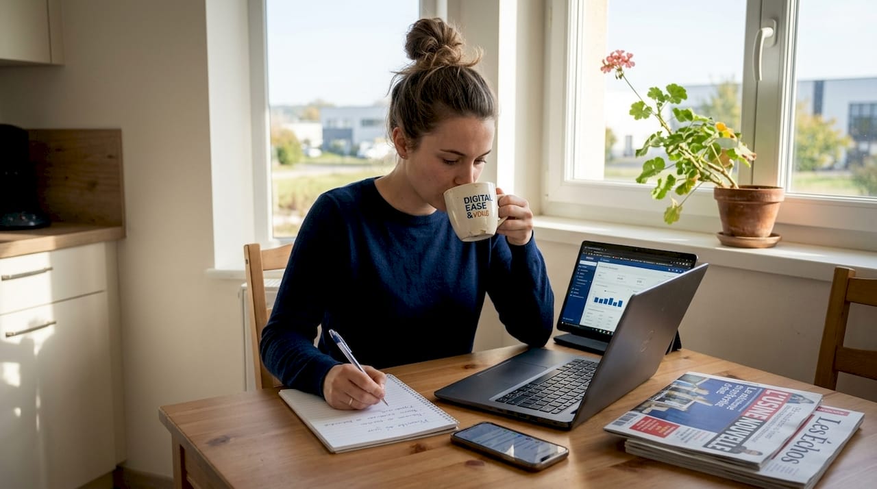 Jeune actif qui fait son bilan numérique chaque semaine.