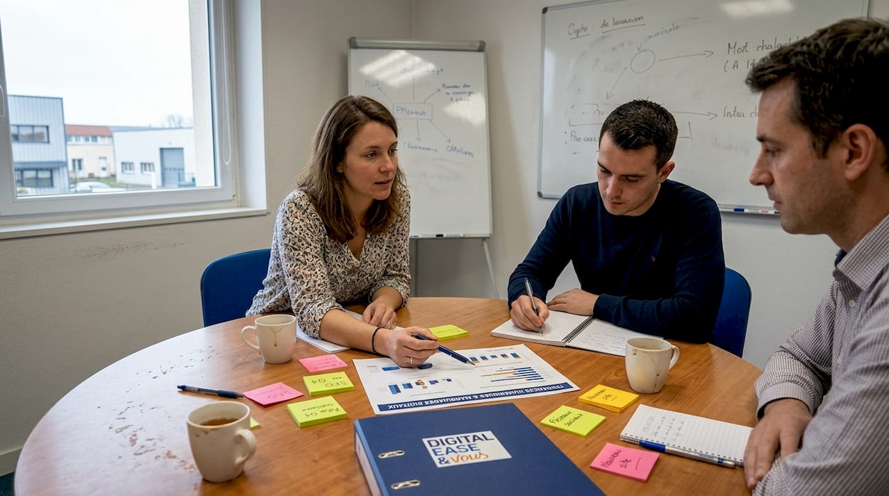 Une équipe échange autour d’une table sur les dernières tendances du numérique.